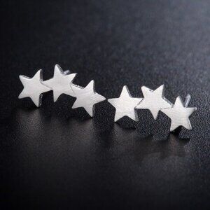 Earrings jewelry star stars stud silver tone minimalist modern fashion new